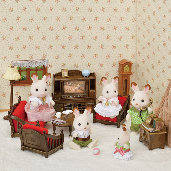 Sylvanian Families Classic Brown Furniture Kitchen Stove Cupboard Dining Table Bed Desk TV Telephone Sofa Doll House Accessories Miniature Toys