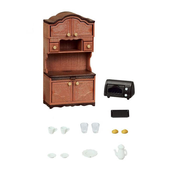 Sylvanian Families Classic Brown Furniture Kitchen Stove Cupboard Dining Table Bed Desk TV Telephone Sofa Doll House Accessories Miniature Toys