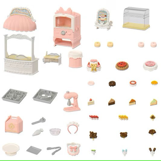 Sylvanian Families 2024 First Cake Shop Set Doll House Furniture Accessories Miniature Toys