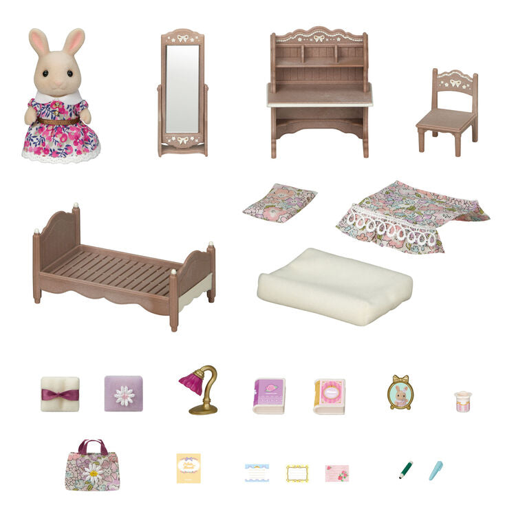 Sylvanian Families 2024 Floral Children's Room Liberty Print Milk Rabbit Doll House Accessories Toys