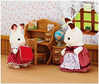 Sylvanian Families Chocolate Rabbit Twins Baby Pram Stroller Sister Desk Doll House Accessories Miniature Toys