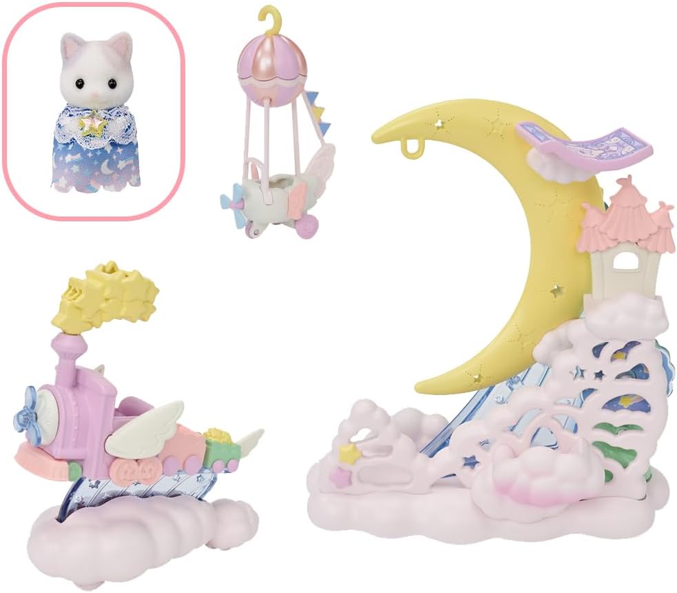 Sylvanian Families 2024 Yumeiro Airship in the Sky F-40 Moonlight Parade Set F-39 Amusement Park Latte Cat Baby Doll Toy