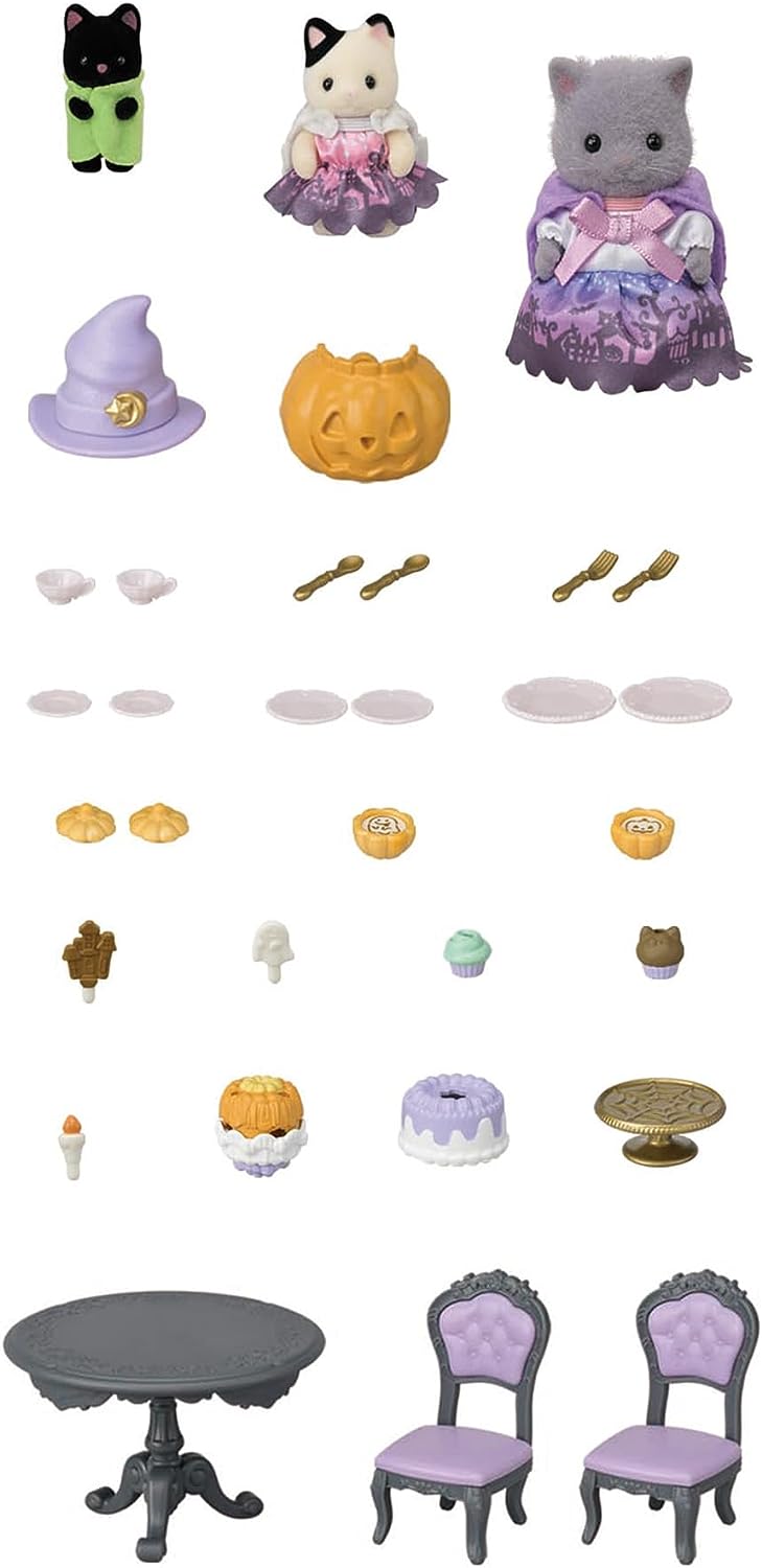 Sylvanian Families Seasonal Halloween Party Set Calico Critters Cat Baby Doll House Accessories Toys