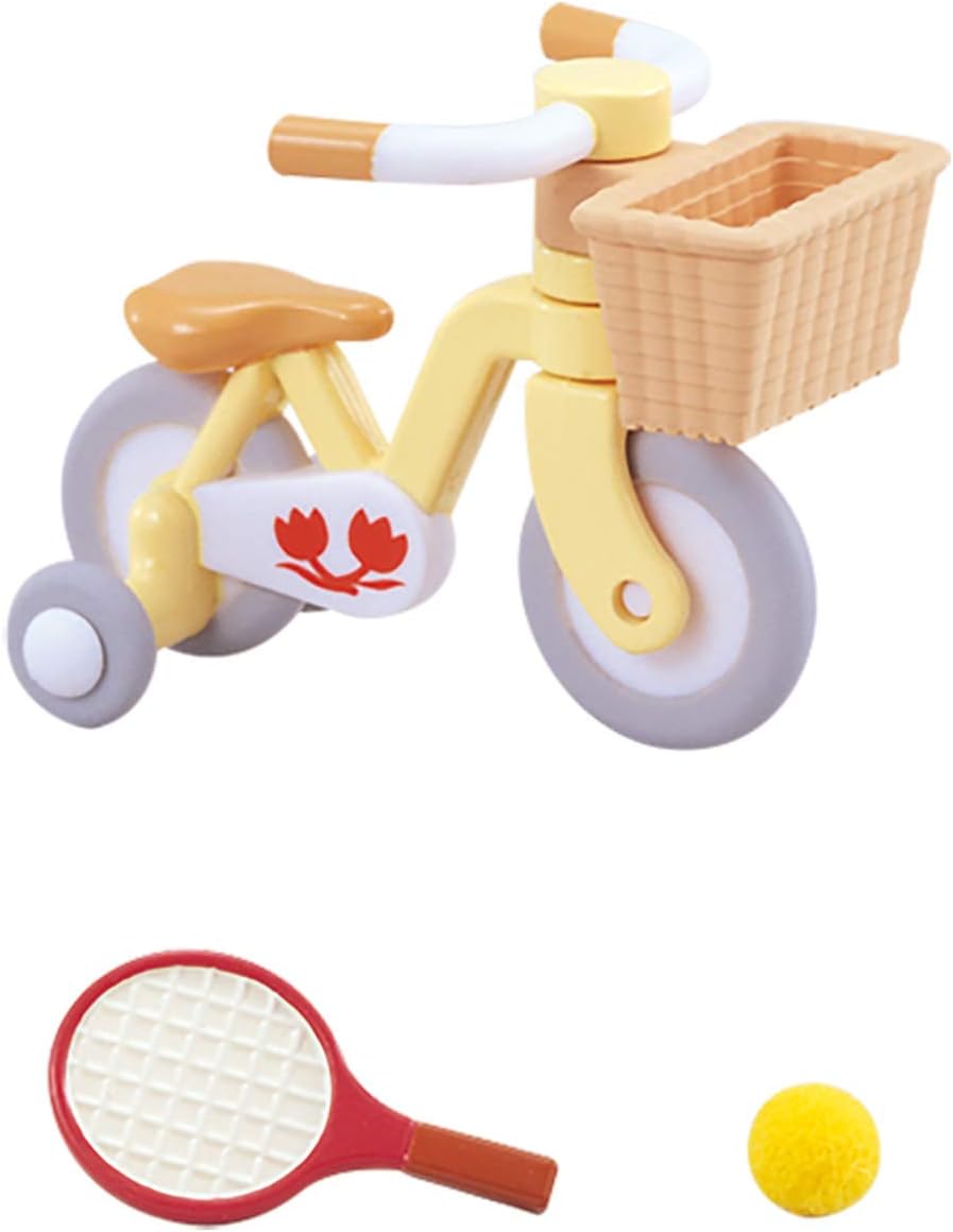 Sylvanian Families Three Seater Kids Bicycle Tricycle and Car Baby Doll House Accessories Miniature Toys