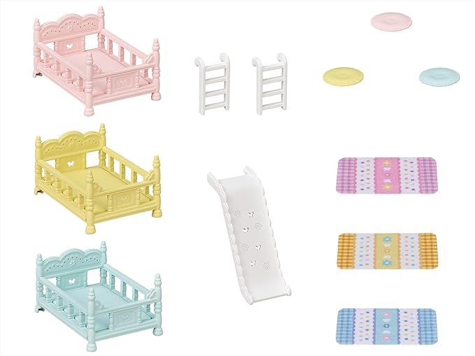 Sylvanian Families Crib with Mobile and Triple Bunk Bed Baby Furniture Doll House Accessories Miniature Toys