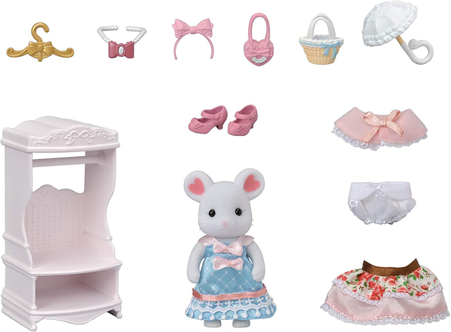 Sylvanian Families Town Series Fashion Persian Cat Sister Outfit Caramel Dog Shoes Mouse Ribbon Rabbit Jewely Collection Doll House Accessories Miniature Toys