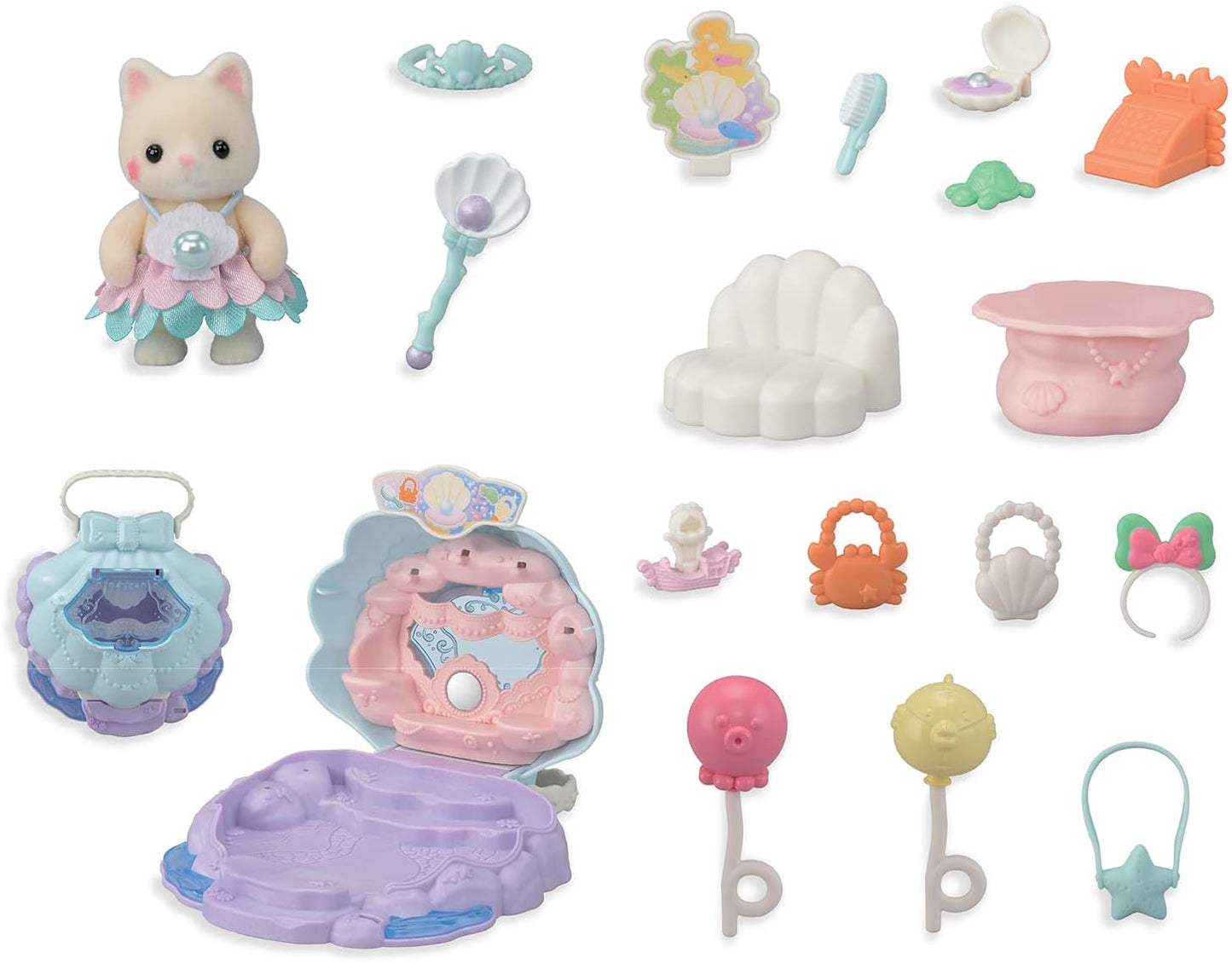 Sylvanian Families Yumeiro Princess Mermaid Shop Cat Baby Doll House Accessories Miniature Toys