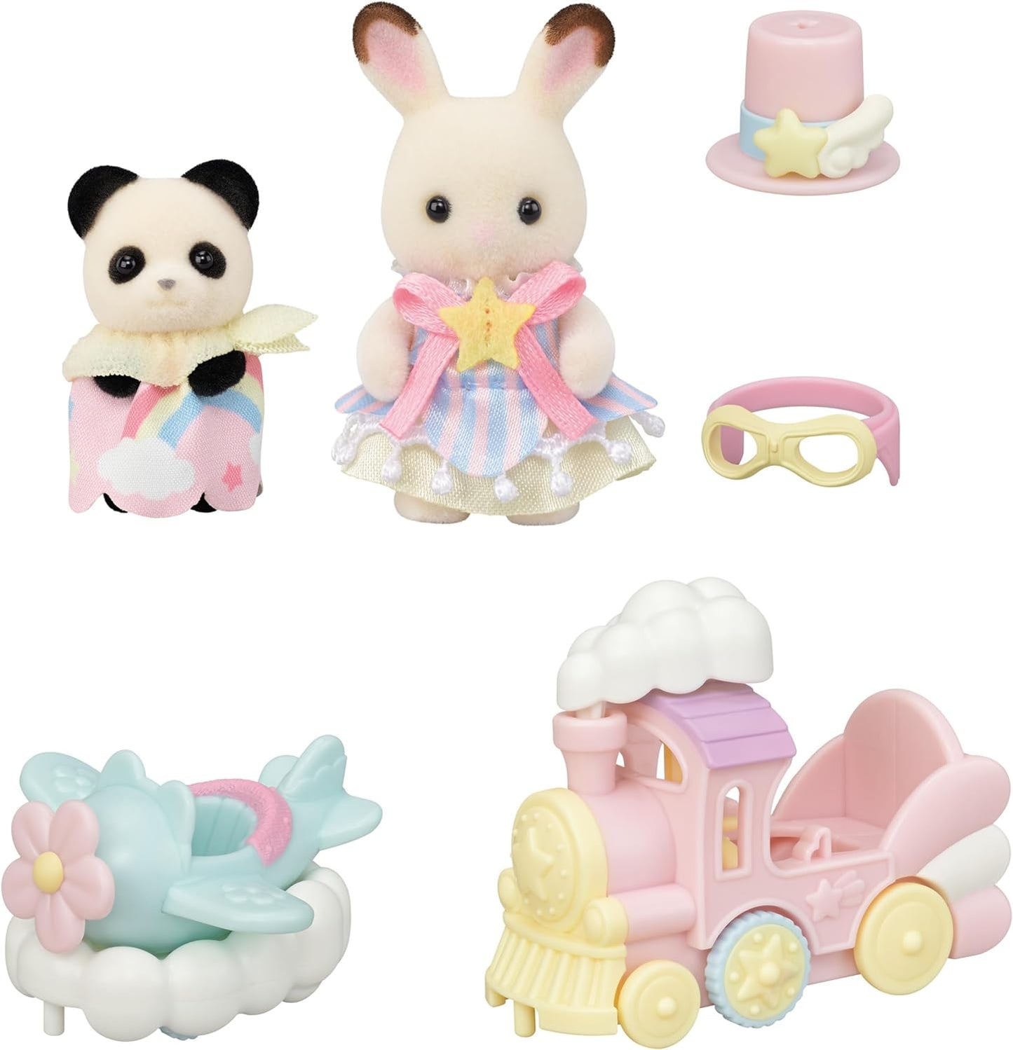 2024 Sylvanian Families Amusement Park Plane Train Co-79 Rabbit Panda Baby Doll House Accessories Toys