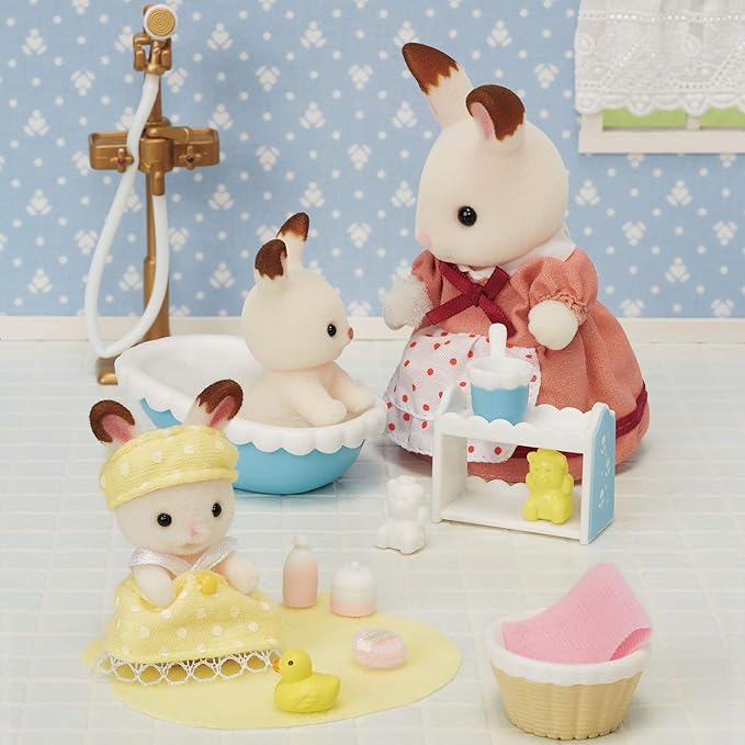 Sylvanian Families Chocolate Rabbit Baby Crib High Chair Bath Doll House Accessories Miniature Toys