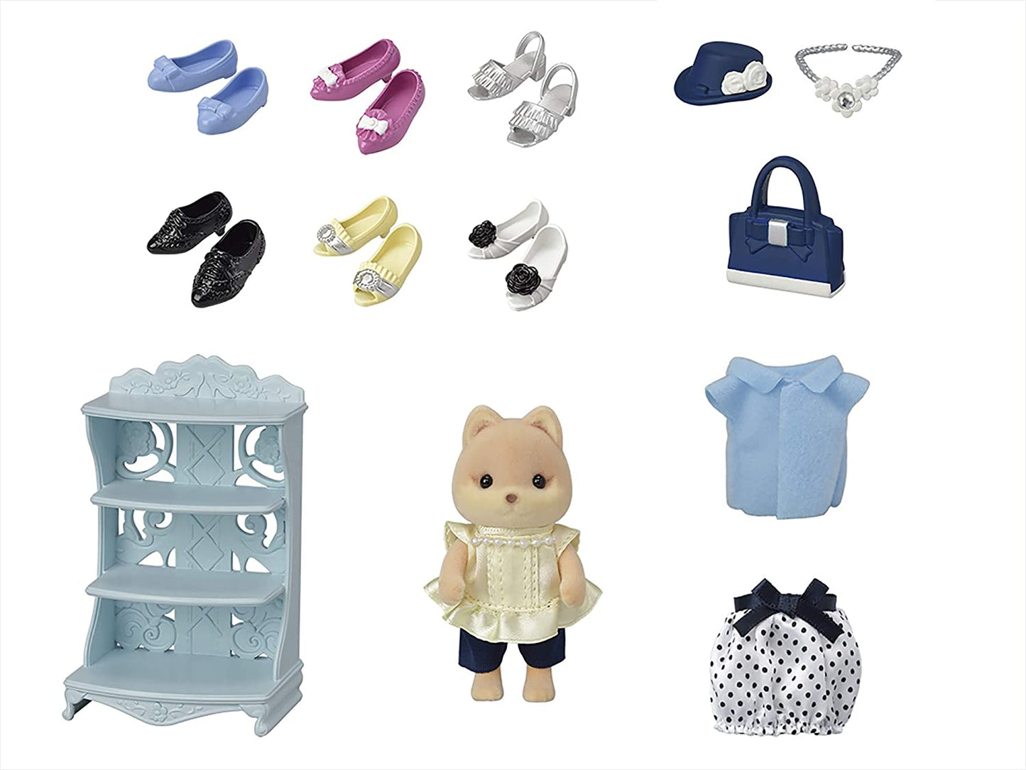 Sylvanian Families Town Series Fashion Persian Cat Sister Outfit Caramel Dog Shoes Mouse Ribbon Rabbit Jewely Collection Doll House Accessories Miniature Toys