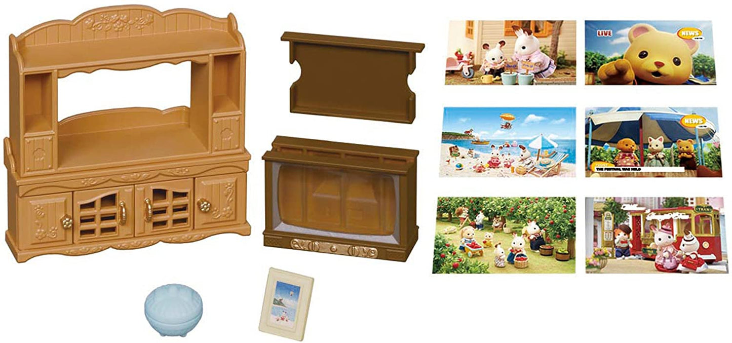 Sylvanian Families Sofa Armchair Television Telephone Curtain Wall Lamps Living Room Furniture Doll House Accessories Miniature Toys