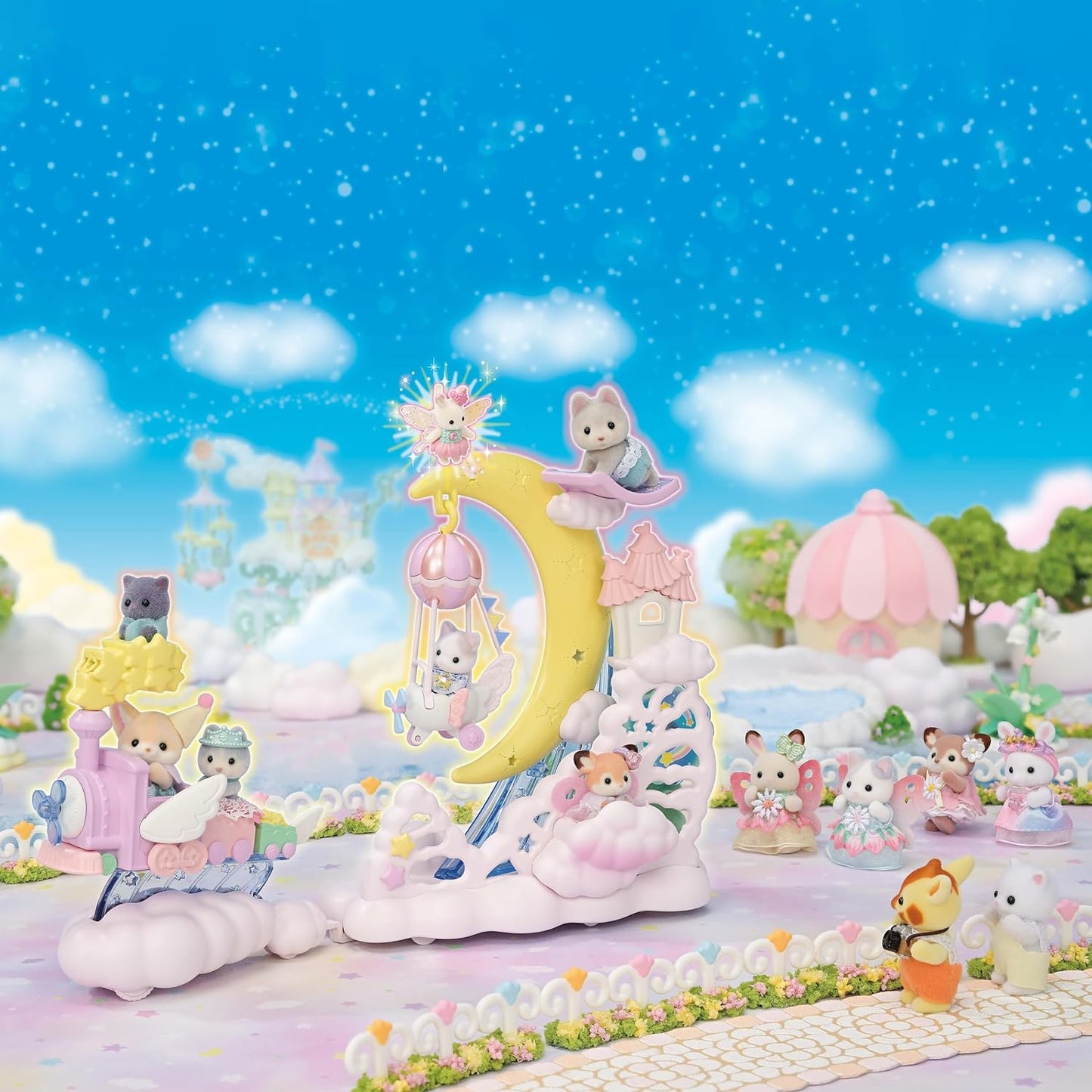 Sylvanian Families 2024 Yumeiro Airship in the Sky F-40 Moonlight Parade Set F-39 Amusement Park Latte Cat Baby Doll Toy
