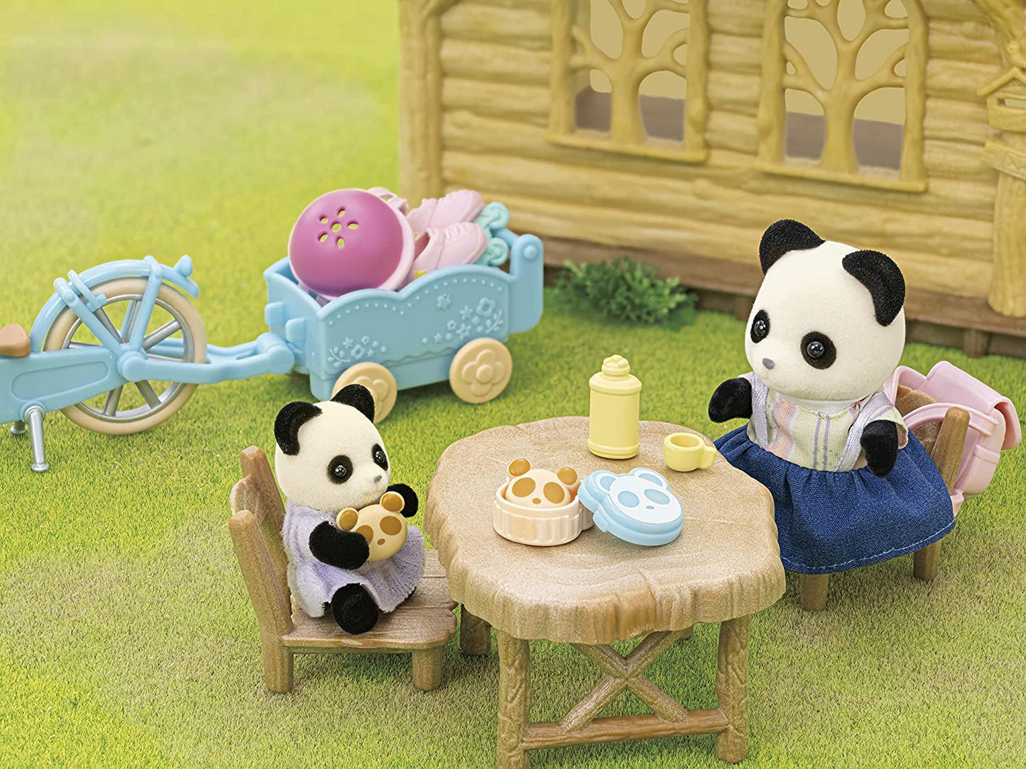 Sylvanian Families Panda Girl Cycling Set Family Doll Critter Doll House Accessories Miniature Toy