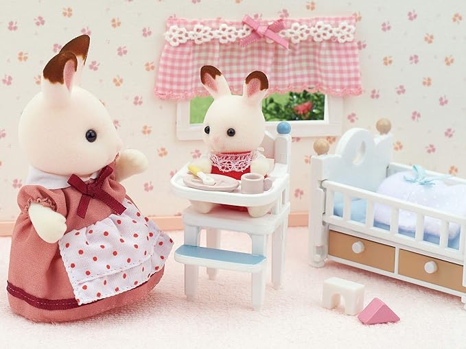 Sylvanian Families Chocolate Rabbit Baby Crib High Chair Bath Doll House Accessories Miniature Toys