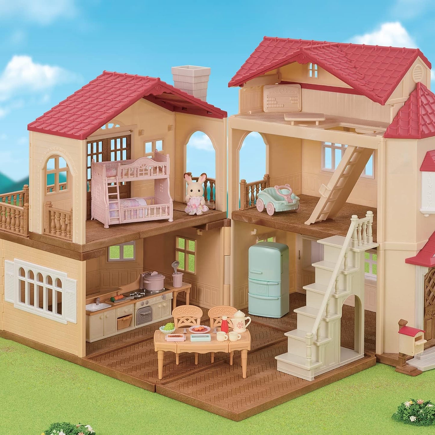 Sylvanian Families Cooking Furniture Set Large House Red Roof Recommended Kitchen Doll House Accessories Toys