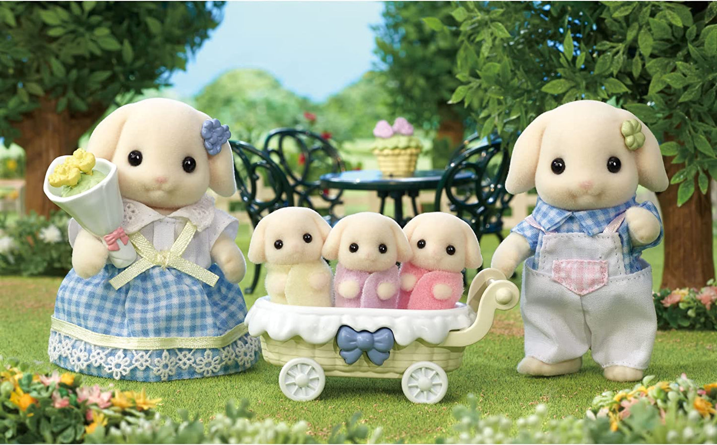 Sylvanian Families Flora Rabbit Family Flower Care Set Twins Baby Doll House Accessories Miniature Toys cloverlaneph clover lane