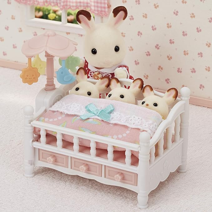 Sylvanian Families Crib with Mobile and Triple Bunk Bed Baby Furniture Doll House Accessories Miniature Toys