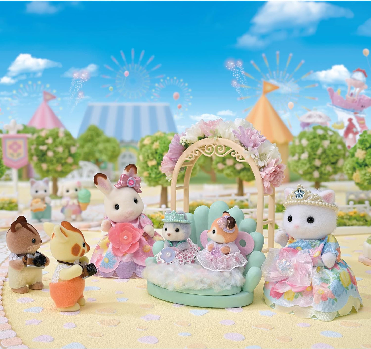 Sylvanian Families 2024 Flower Princess Set Rabbit Cat Deer Husky Baby Doll House Accessories Miniature Toys