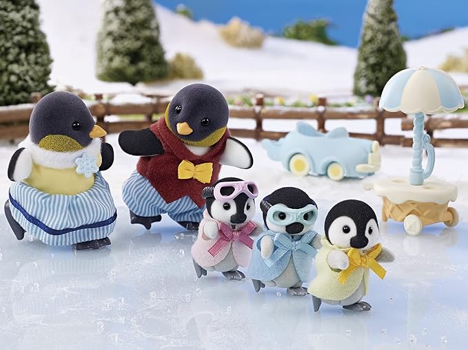 Sylvanian Families Penguin Family Baby Cart Doll House Accessories Miniature Toys