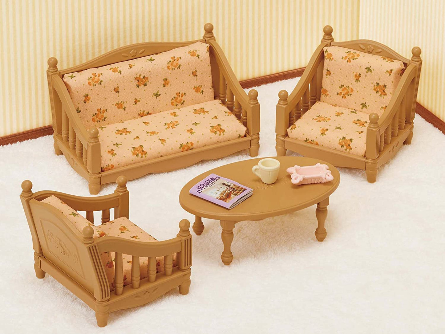 Sylvanian Families Sofa Armchair Television Telephone Curtain Wall Lamps Living Room Furniture Doll House Accessories Miniature Toys