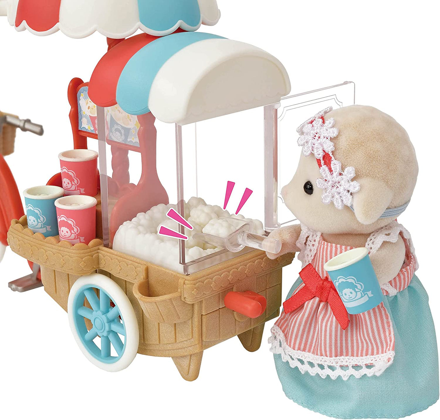 Sylvanian Families Pom Pom Popcorn Cycle with Sheep Mother Doll House Miniature Toys