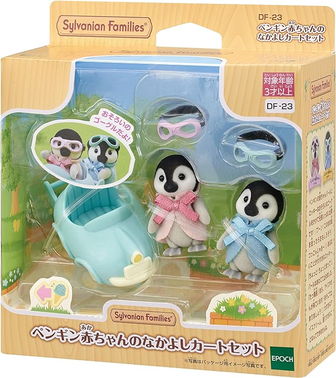 Sylvanian Families Penguin Family Baby Cart Doll House Accessories Miniature Toys