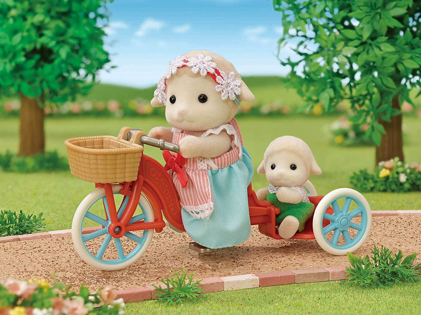 Sylvanian Families Pom Pom Popcorn Cycle with Sheep Mother Doll House Miniature Toys