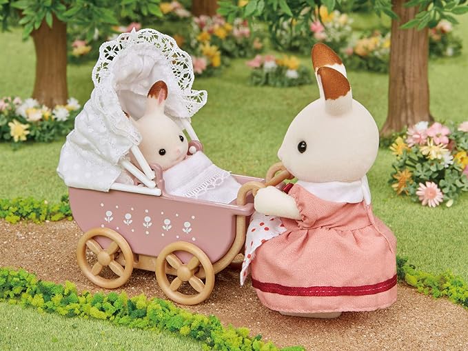 Sylvanian Families Baby and Child Single Two Seater Pram Stroller Doll House Accessories Miniature Toys