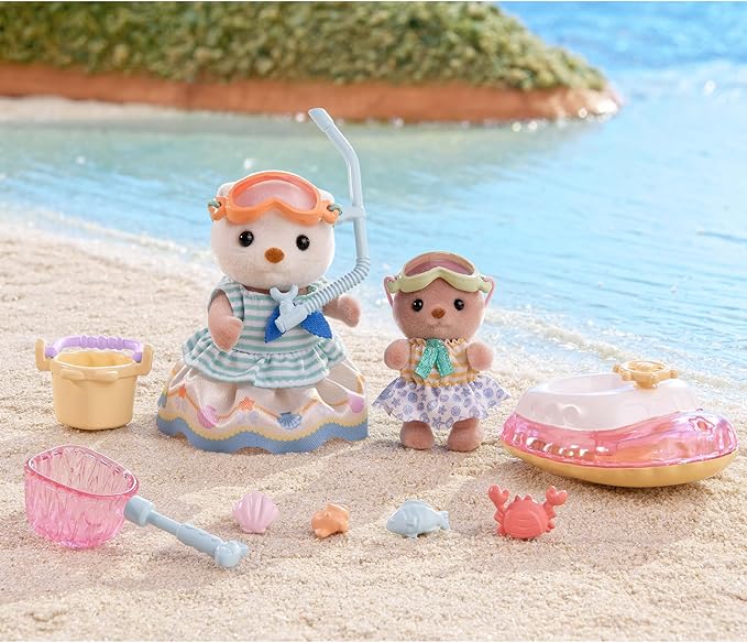 Sylvanian Families 2024 Sea Otter Family Siblings Baby Doll House Accessories Miniature Toys