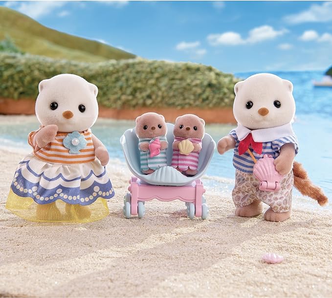 Sylvanian Families 2024 Sea Otter Family Siblings Baby Doll House Accessories Miniature Toys