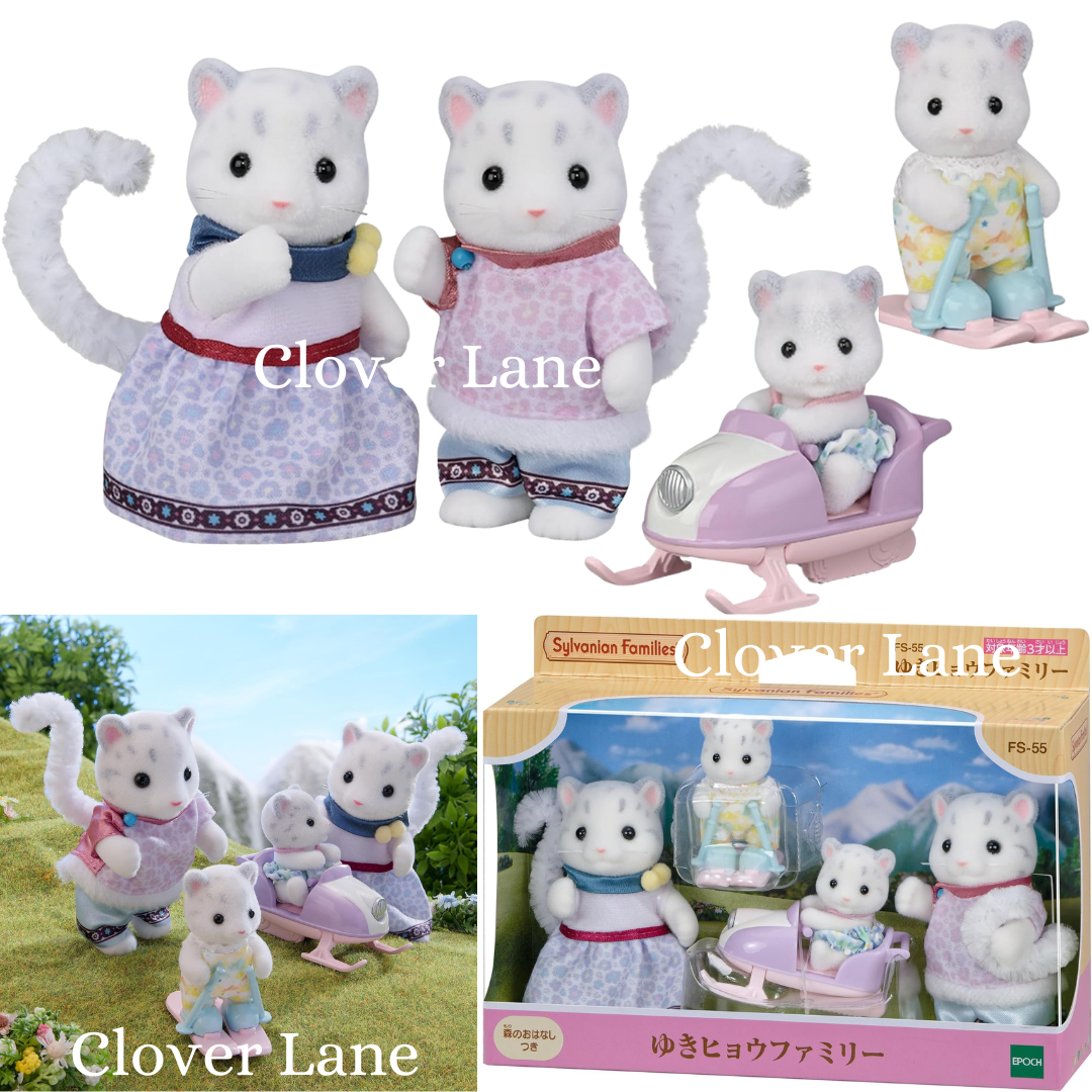 Sylvanian Families 2024 Snow Leopard Family FS-55 Doll House Accessories Miniature Toys