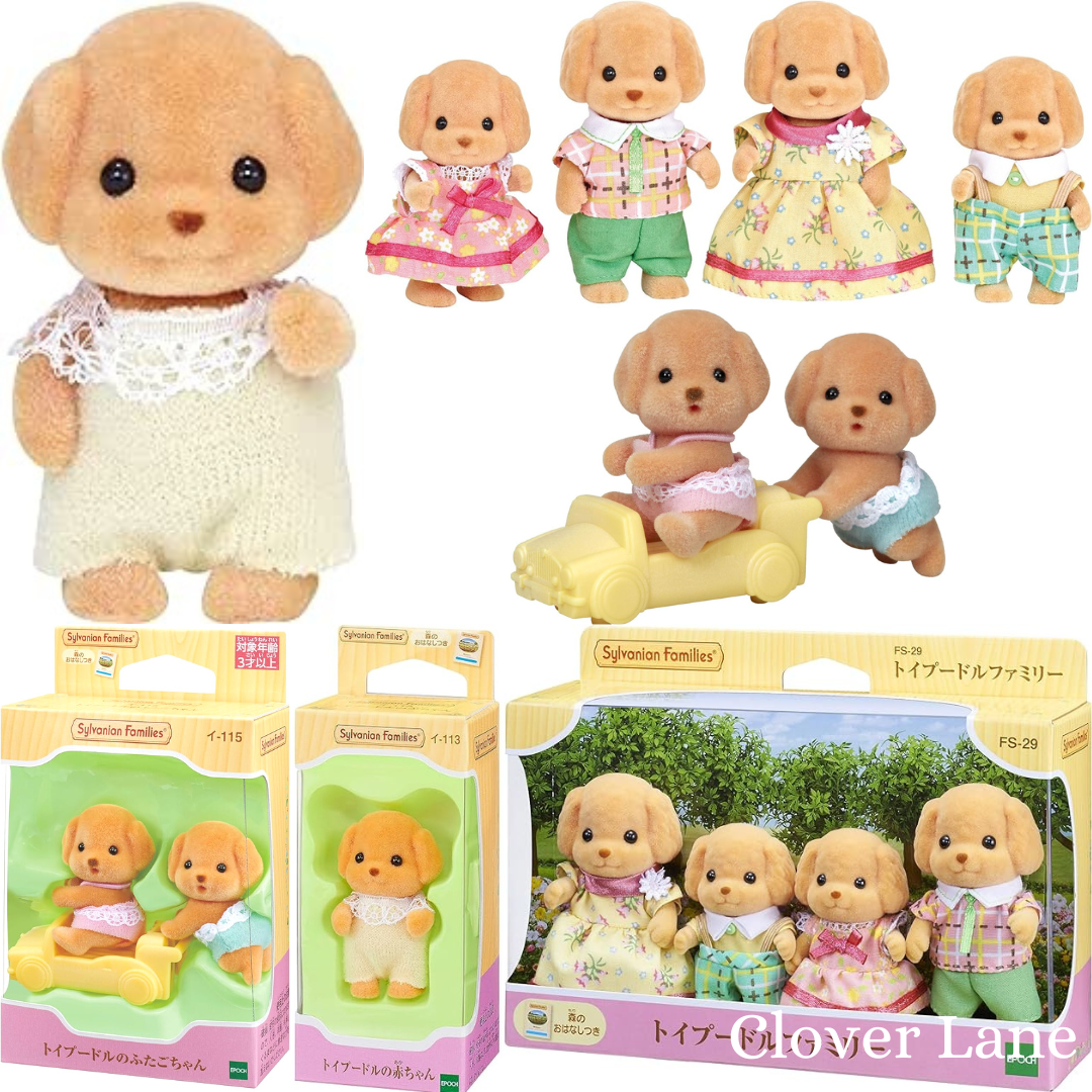 Sylvanian Families Toy Poodle Family Twins Baby Doll House Accessories Miniature Toys
