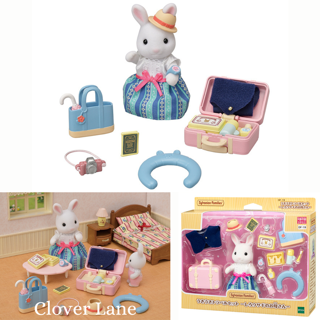 Sylvanian Families White Rabbit Travel Set Snow Mother Doll House Accessories Miniature Toy