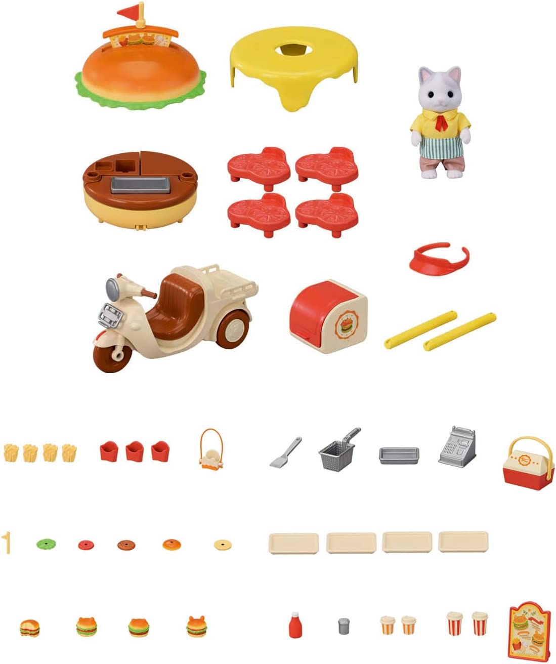 Sylvanian Families Freshly Made Hamburger Wagon Shop Doll House Furniture Accessories Miniature Toys