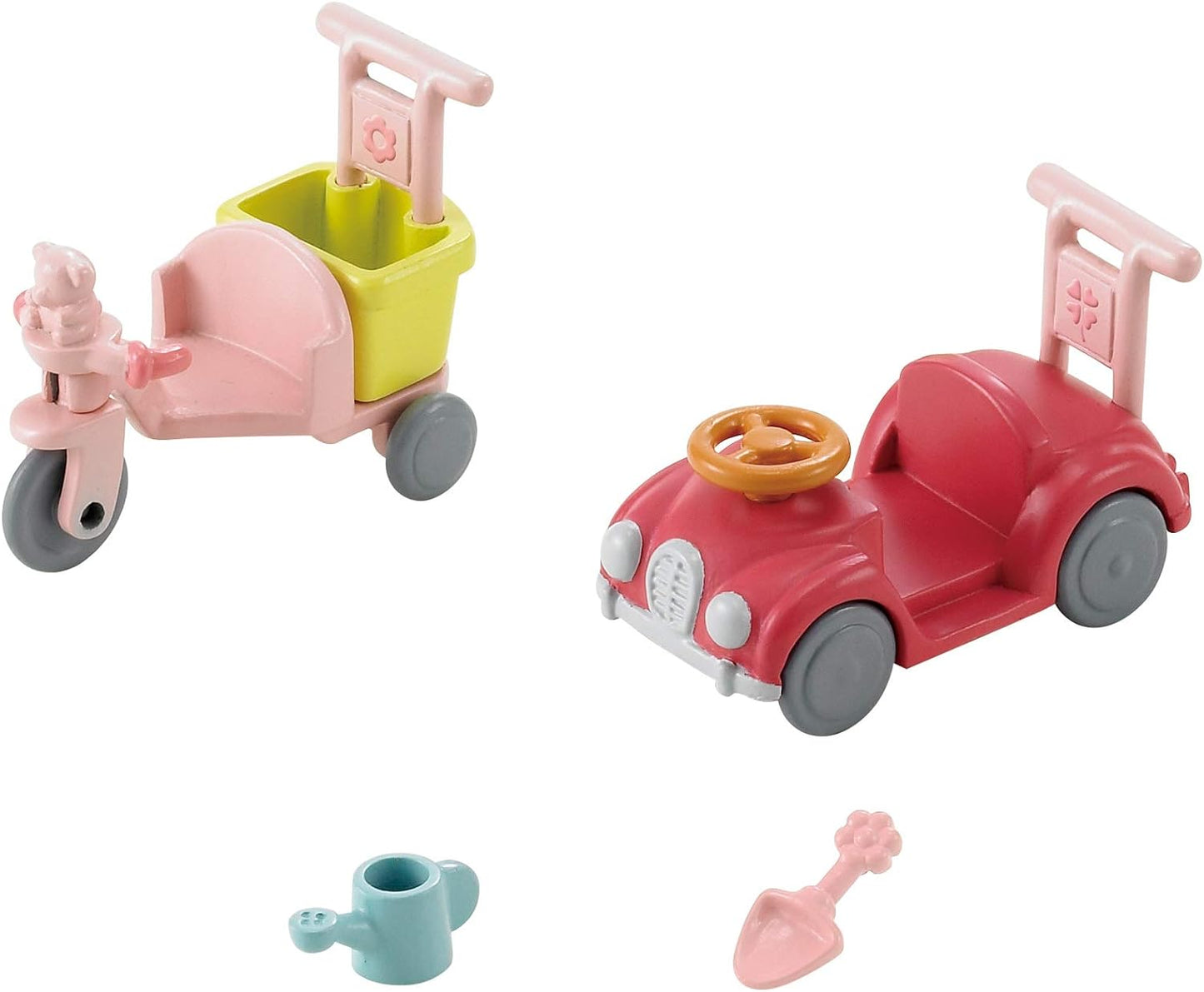Sylvanian Families Three Seater Kids Bicycle Tricycle and Car Baby Doll House Accessories Miniature Toys