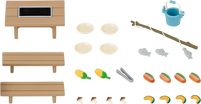 Sylvanian Families Vegetable Gardening Family BBQ Set Doll House Accessories Miniature Toys