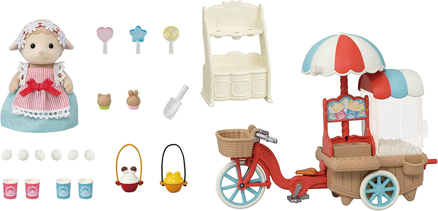 Sylvanian Families Pom Pom Popcorn Cycle with Sheep Mother Doll House Miniature Toys