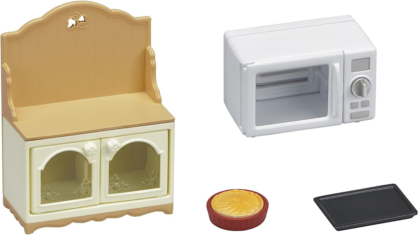 Sylvanian Families Furniture Kitchen Stove Cupboard Island Microwave Refrigerator Table Doll House Accessories