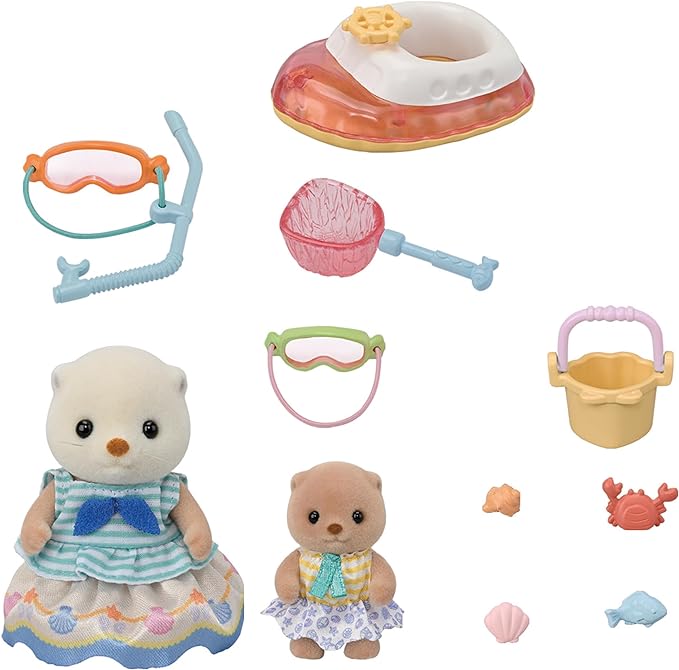Sylvanian Families 2024 Sea Otter Family Siblings Baby Doll House Accessories Miniature Toys