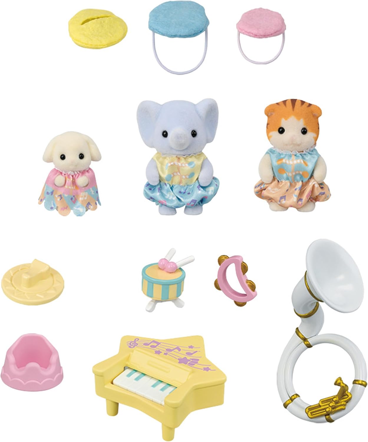 2024 Sylvanian Families Kindergarten Recital Musical Band S-78 Maple Flora Elephant Baby Doll House Accessories Toys