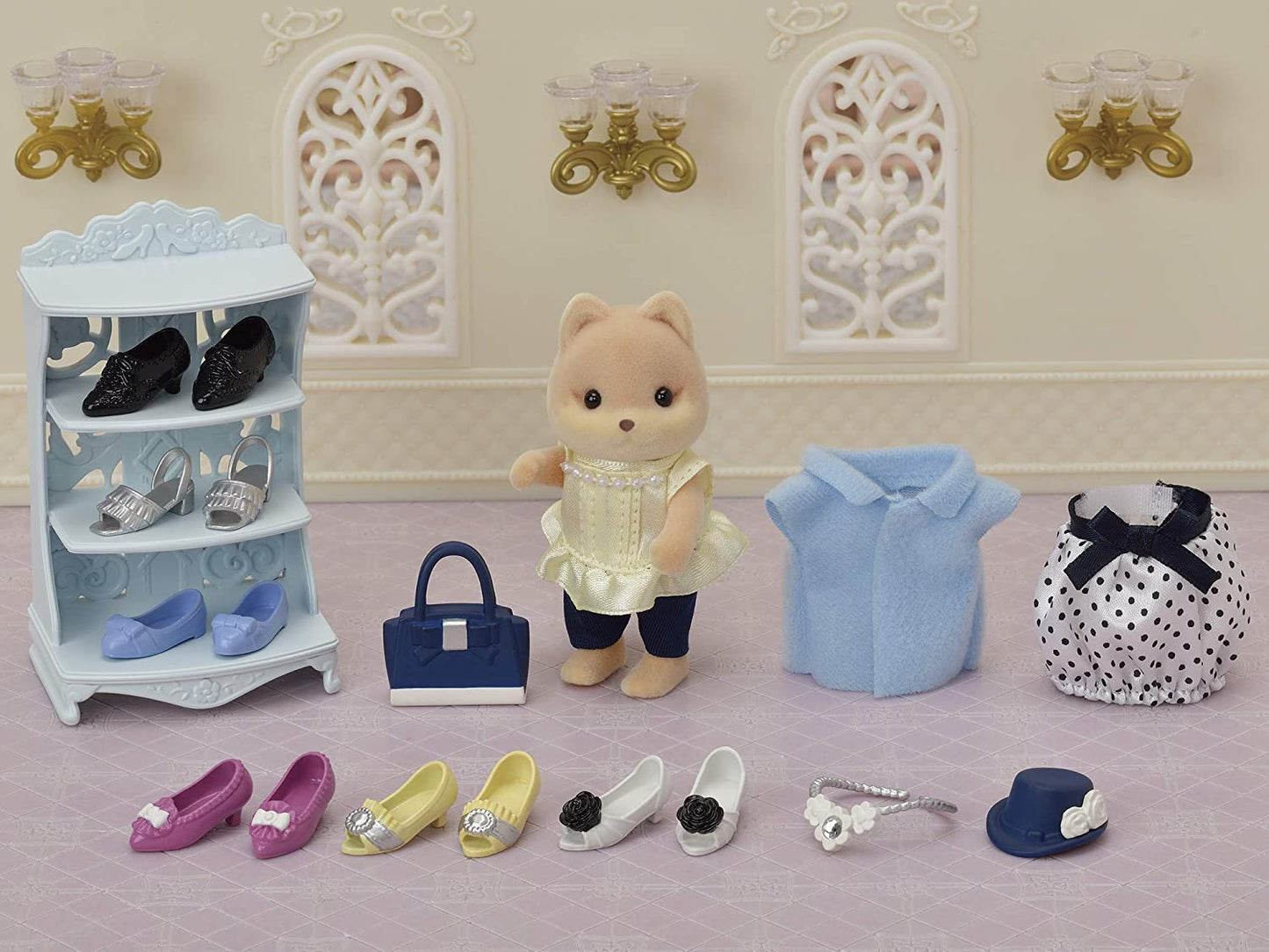 Sylvanian Families Town Series Fashion Persian Cat Sister Outfit Caramel Dog Shoes Mouse Ribbon Rabbit Jewely Collection Doll House Accessories Miniature Toys