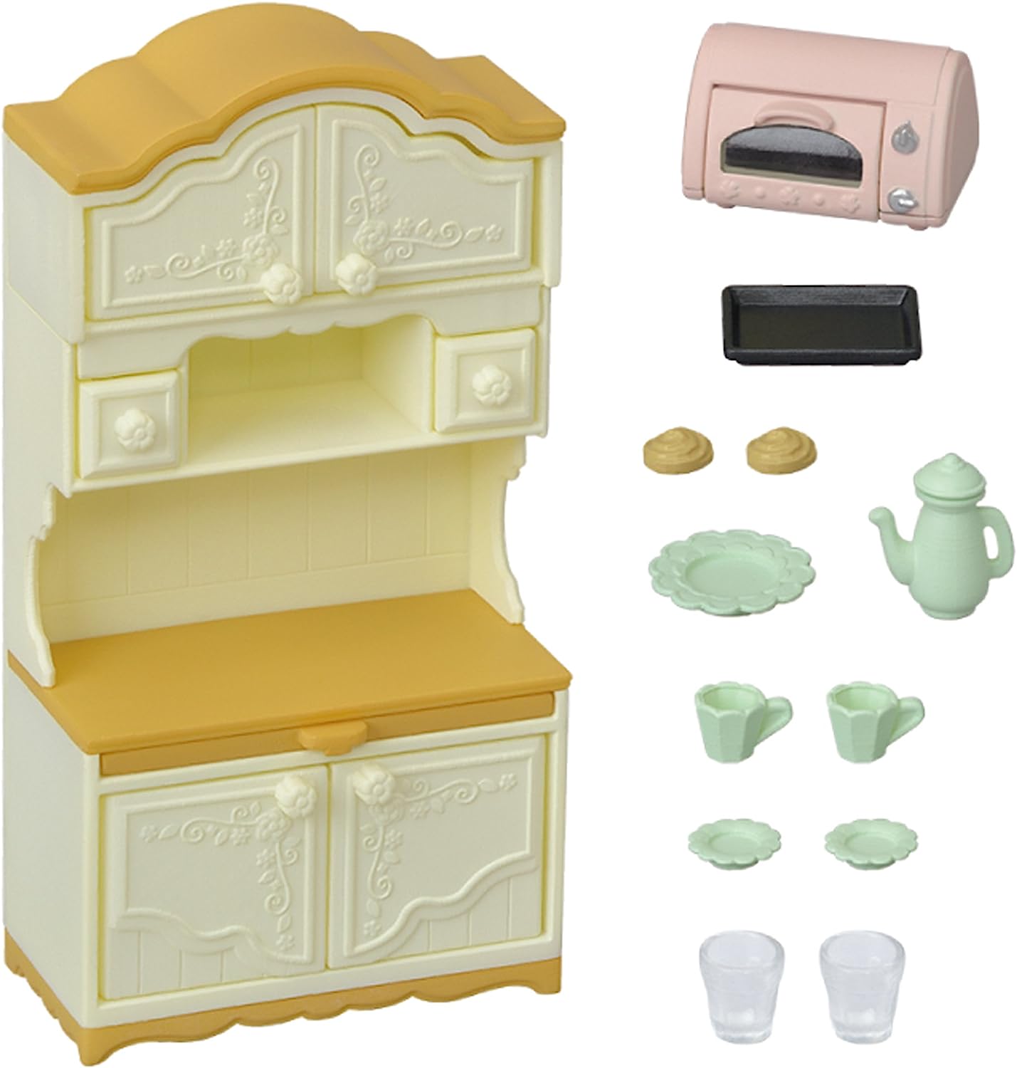 Sylvanian Families Furniture Kitchen Stove Cupboard Island Microwave Refrigerator Table Doll House Accessories