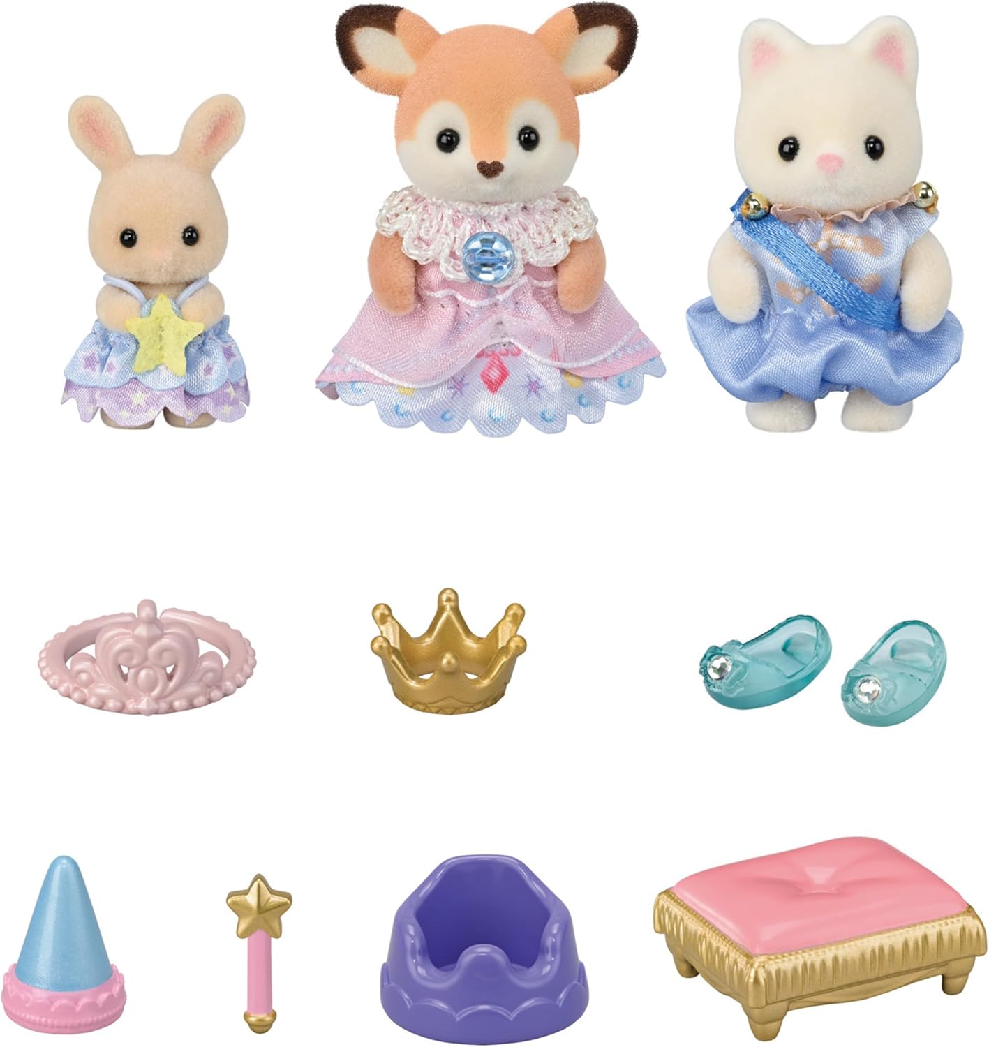 Sylvanian Families 2024 Recital Set Princess and Glass Shoes Baby Silk Cat Deer Milk Rabbit Doll Accessories