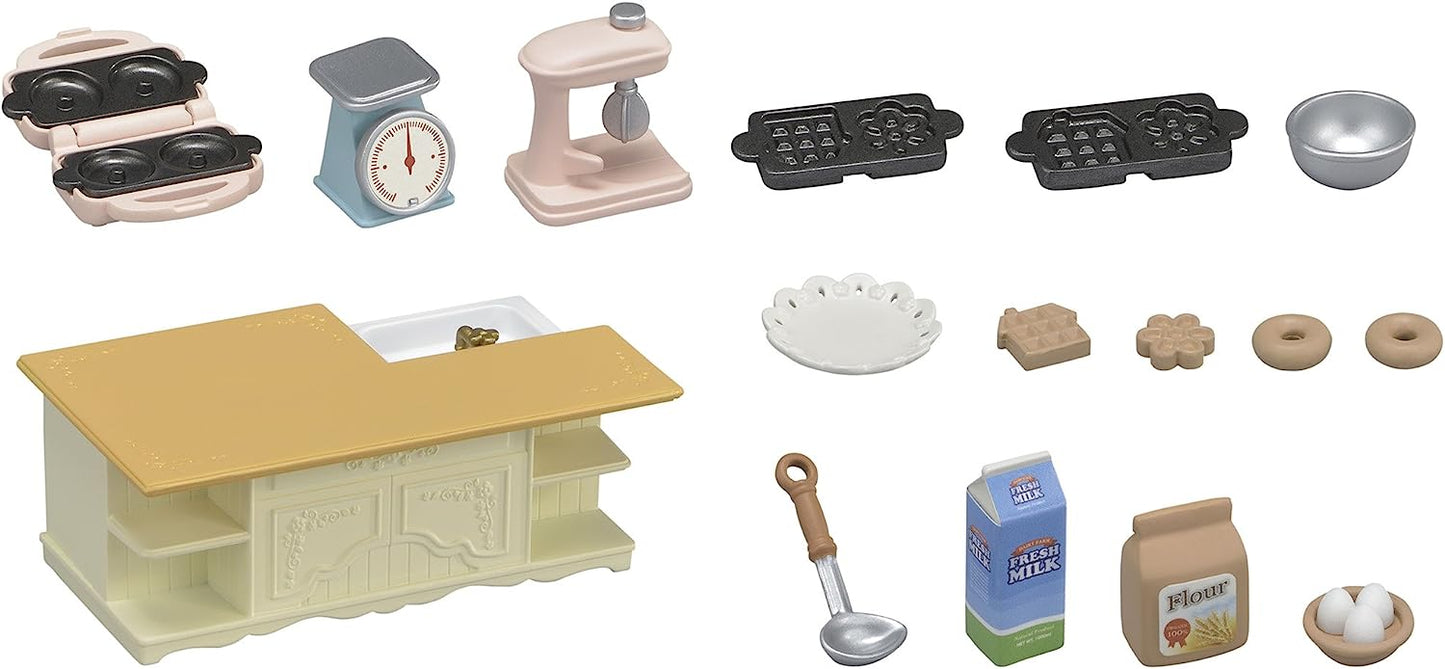 Sylvanian Families Furniture Kitchen Stove Cupboard Island Microwave Refrigerator Table Doll House Accessories