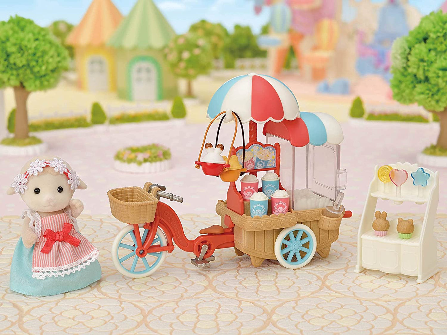 Sylvanian Families Pom Pom Popcorn Cycle with Sheep Mother Doll House Miniature Toys