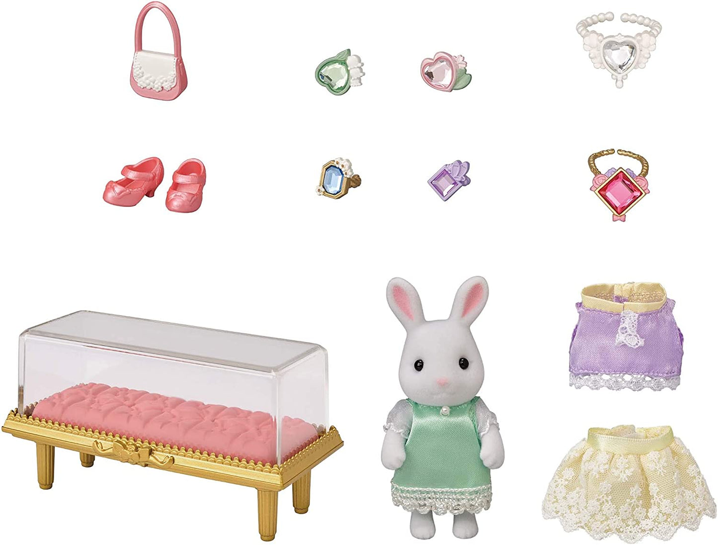 Sylvanian Families Town Series Fashion Persian Cat Sister Outfit Caramel Dog Shoes Mouse Ribbon Rabbit Jewely Collection Doll House Accessories Miniature Toys