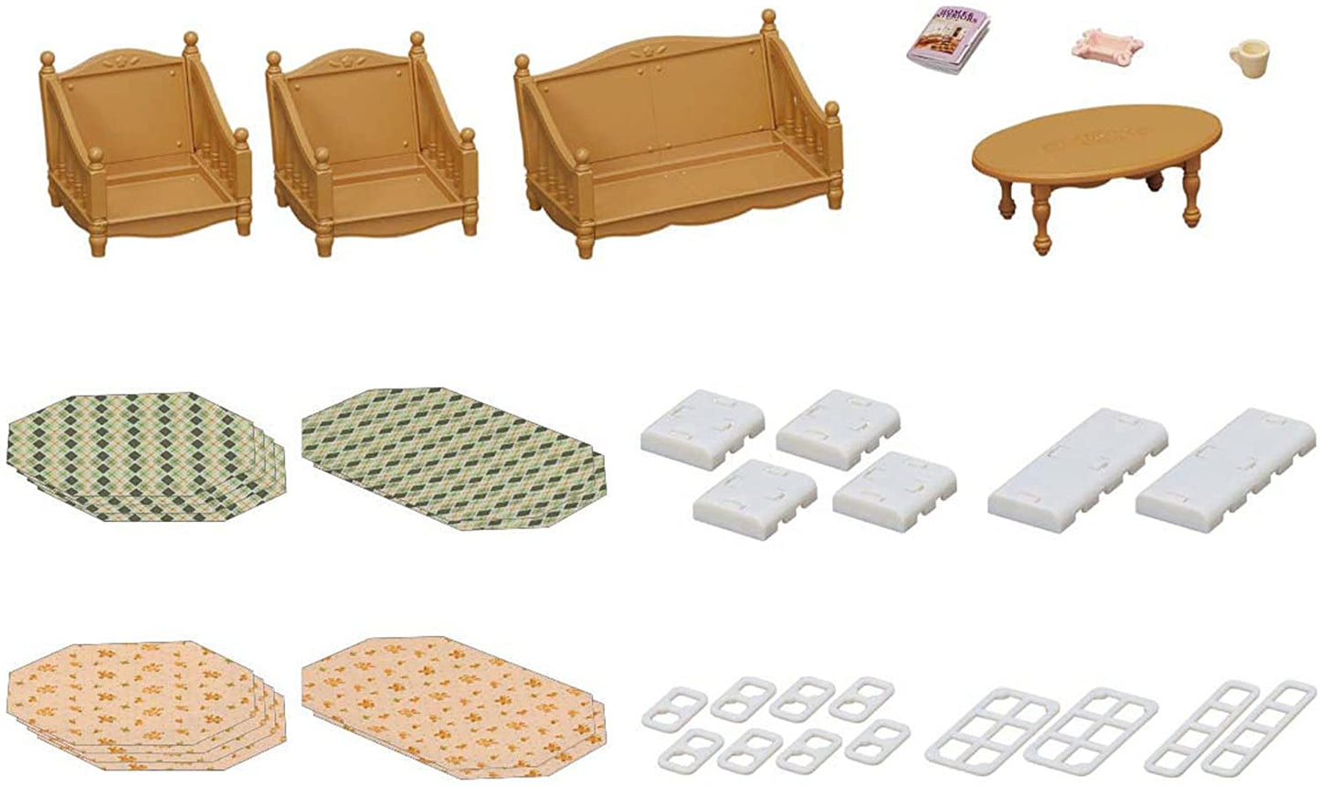 Sylvanian Families Sofa Armchair Television Telephone Curtain Wall Lamps Living Room Furniture Doll House Accessories Miniature Toys