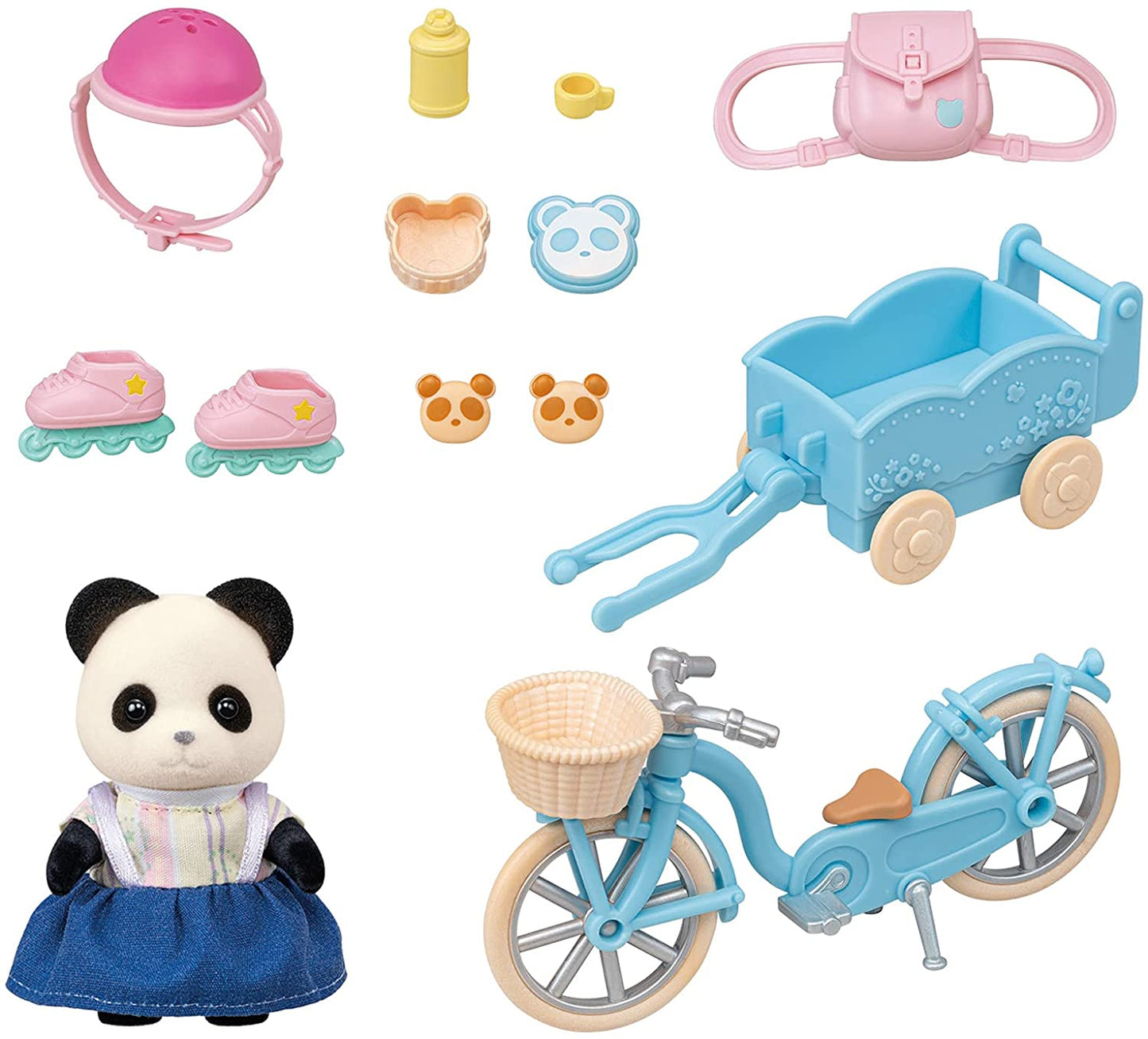 Sylvanian Families Panda Girl Cycling Set Family Doll Critter Doll House Accessories Miniature Toy