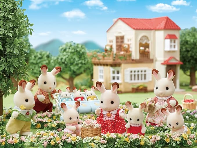 Sylvanian Families Chocolate Rabbit Family Twins Baby Doll House Accessories Miniature Toys