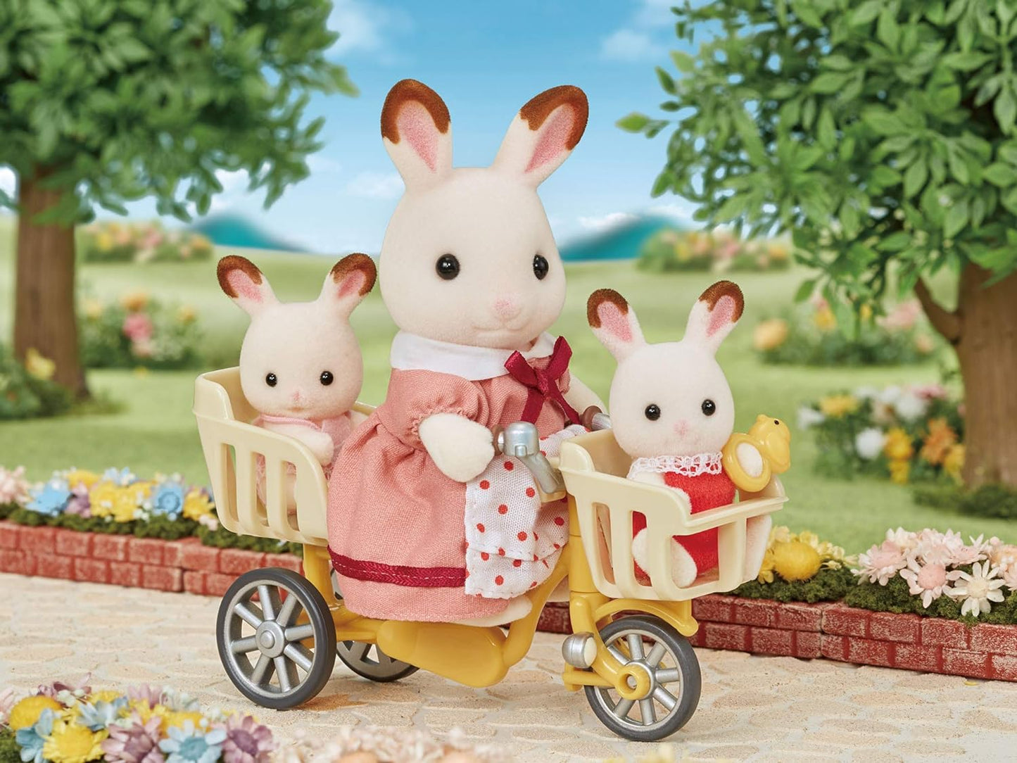 Sylvanian Families Three Seater Kids Bicycle Tricycle and Car Baby Doll House Accessories Miniature Toys